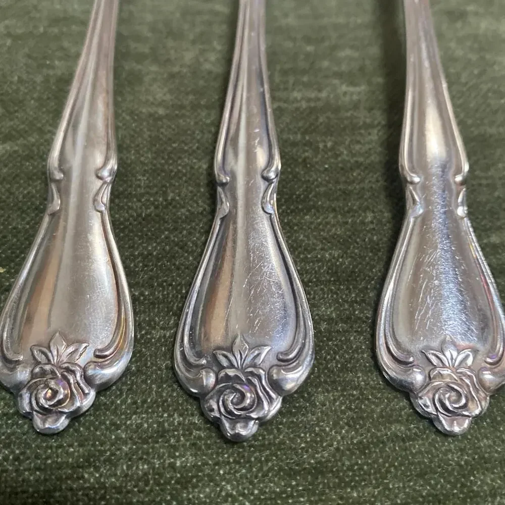 Oneida ARBOR ROSE True Rose Rogers Soup Spoon Stainless Steel Flatware Glossy 7